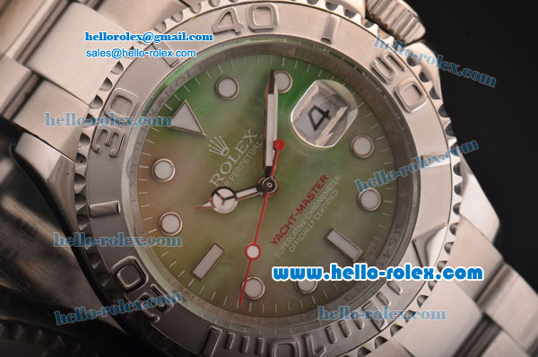 Rolex Yacht-Master Asia 2813 Automatic Steel Case/Strap with Green MOP Dial - ETA Coating - Click Image to Close